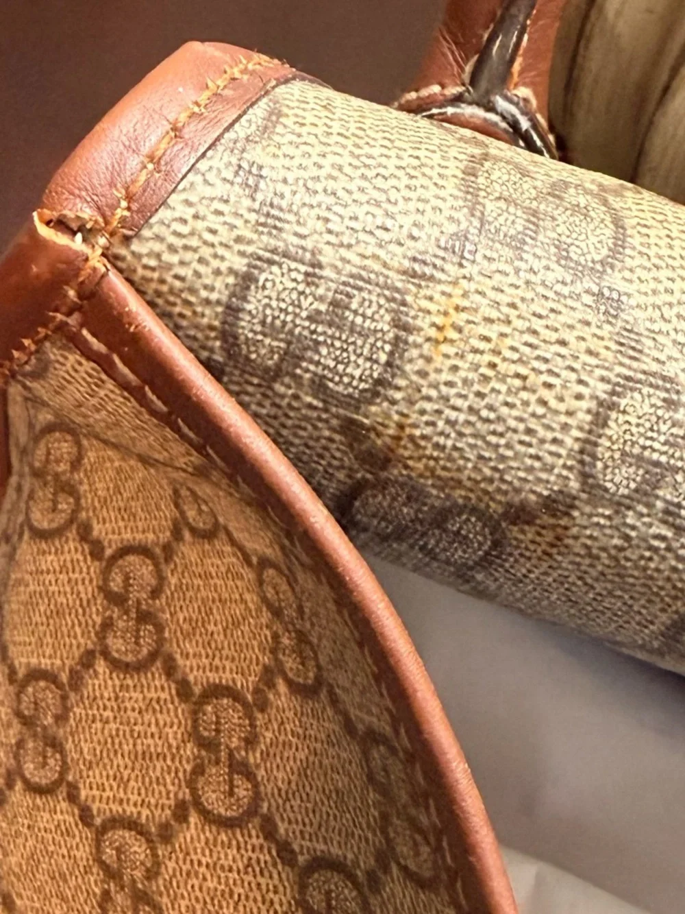 Gucci GG Canvas Shoulder Bag with Leather Trim | Dust Bag Included